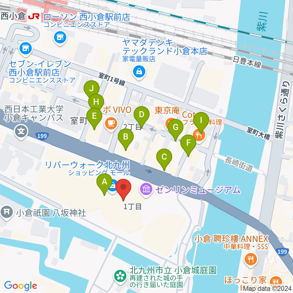 J:COM北九州芸術劇場周辺の駐車場・コインパーキング一覧地図