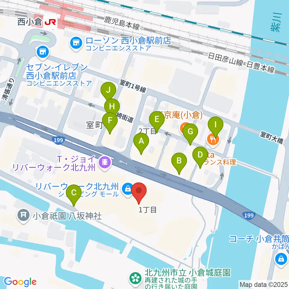 J:COM北九州芸術劇場周辺の駐車場・コインパーキング一覧地図