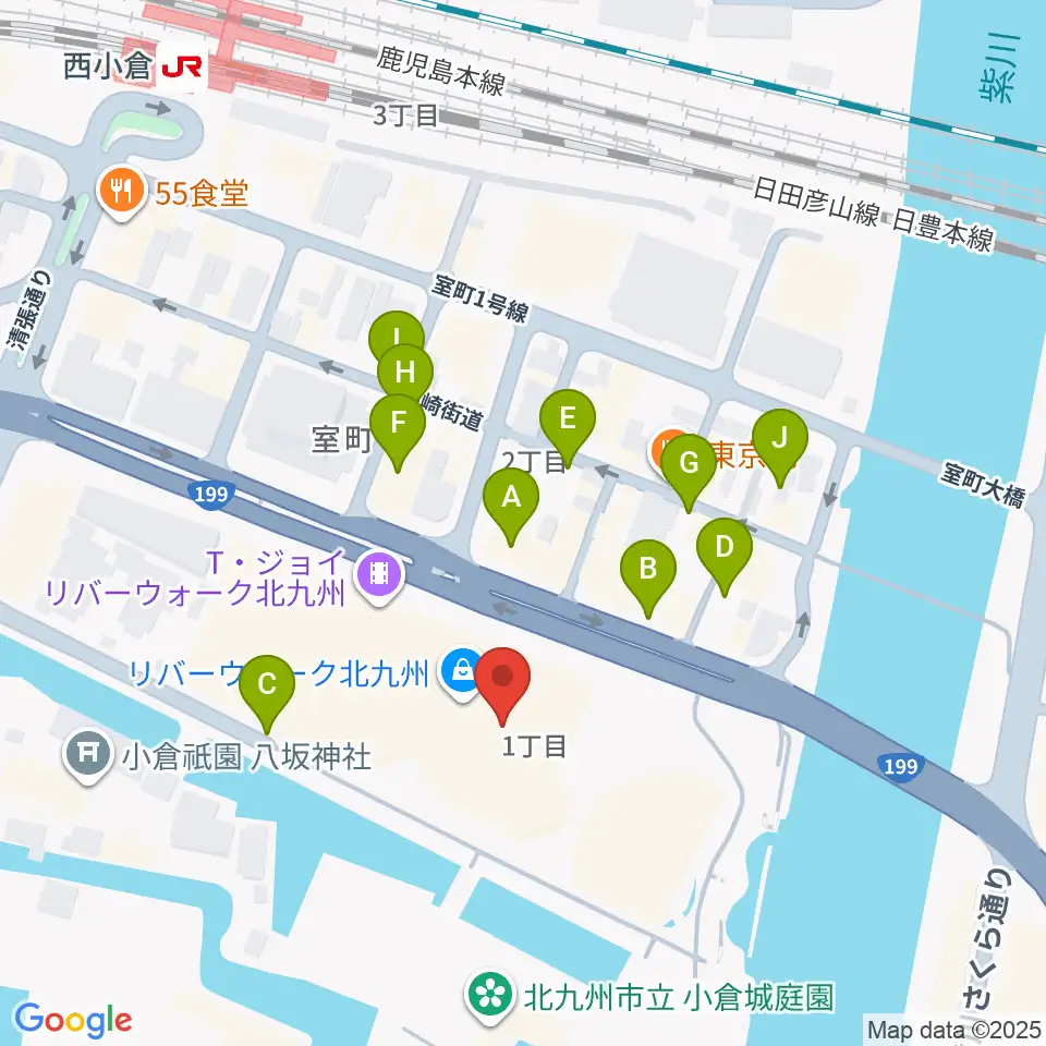 J:COM北九州芸術劇場周辺の駐車場・コインパーキング一覧地図