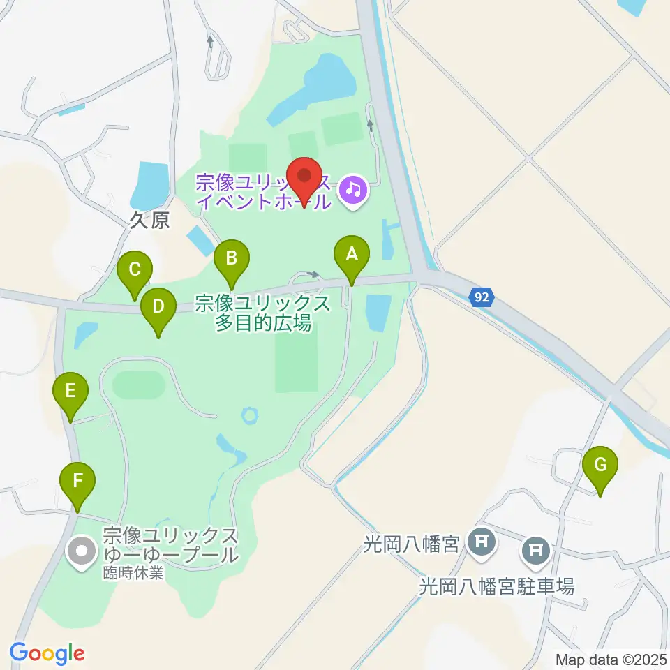 宗像ユリックス周辺の駐車場・コインパーキング一覧地図