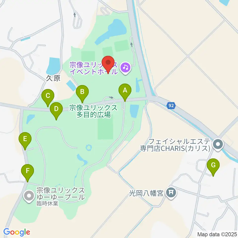 宗像ユリックス周辺の駐車場・コインパーキング一覧地図