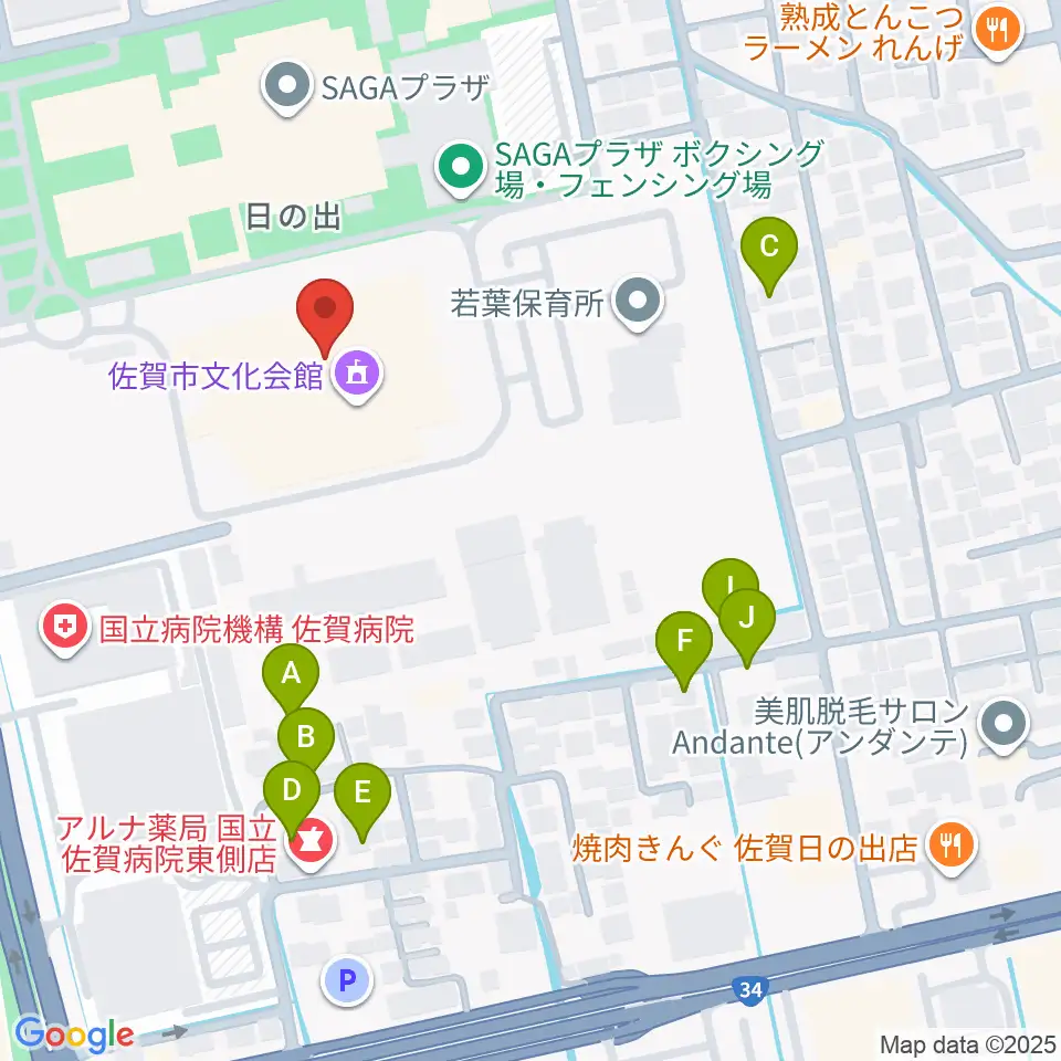 佐賀市文化会館周辺の駐車場・コインパーキング一覧地図