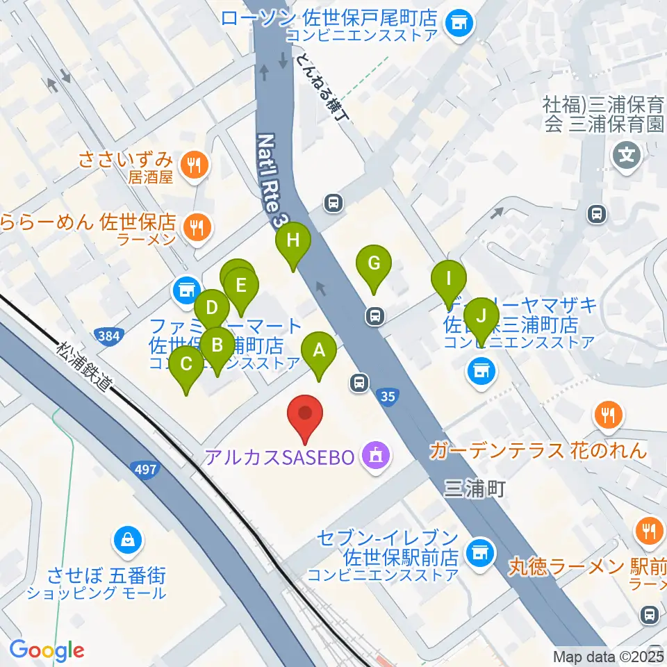 アルカスSASEBO周辺の駐車場・コインパーキング一覧地図