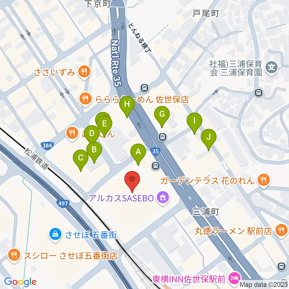 アルカスSASEBO周辺の駐車場・コインパーキング一覧地図