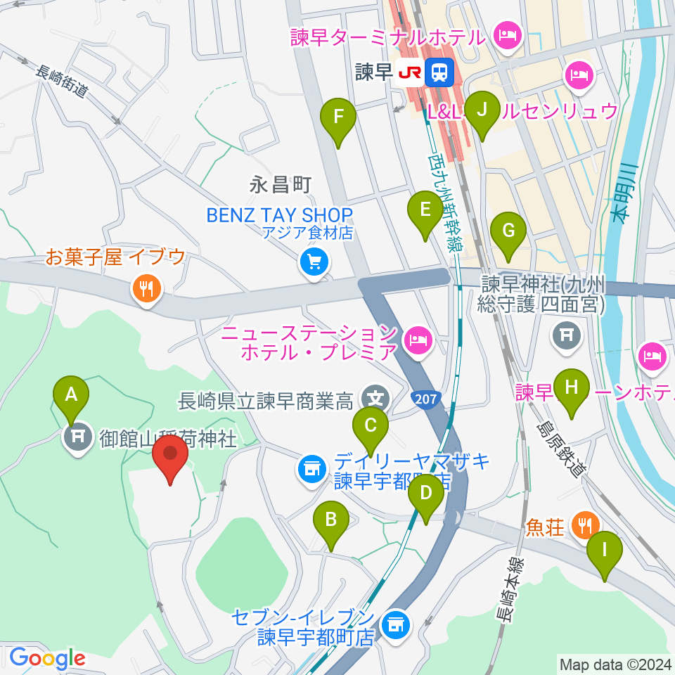 諫早文化会館周辺の駐車場・コインパーキング一覧地図