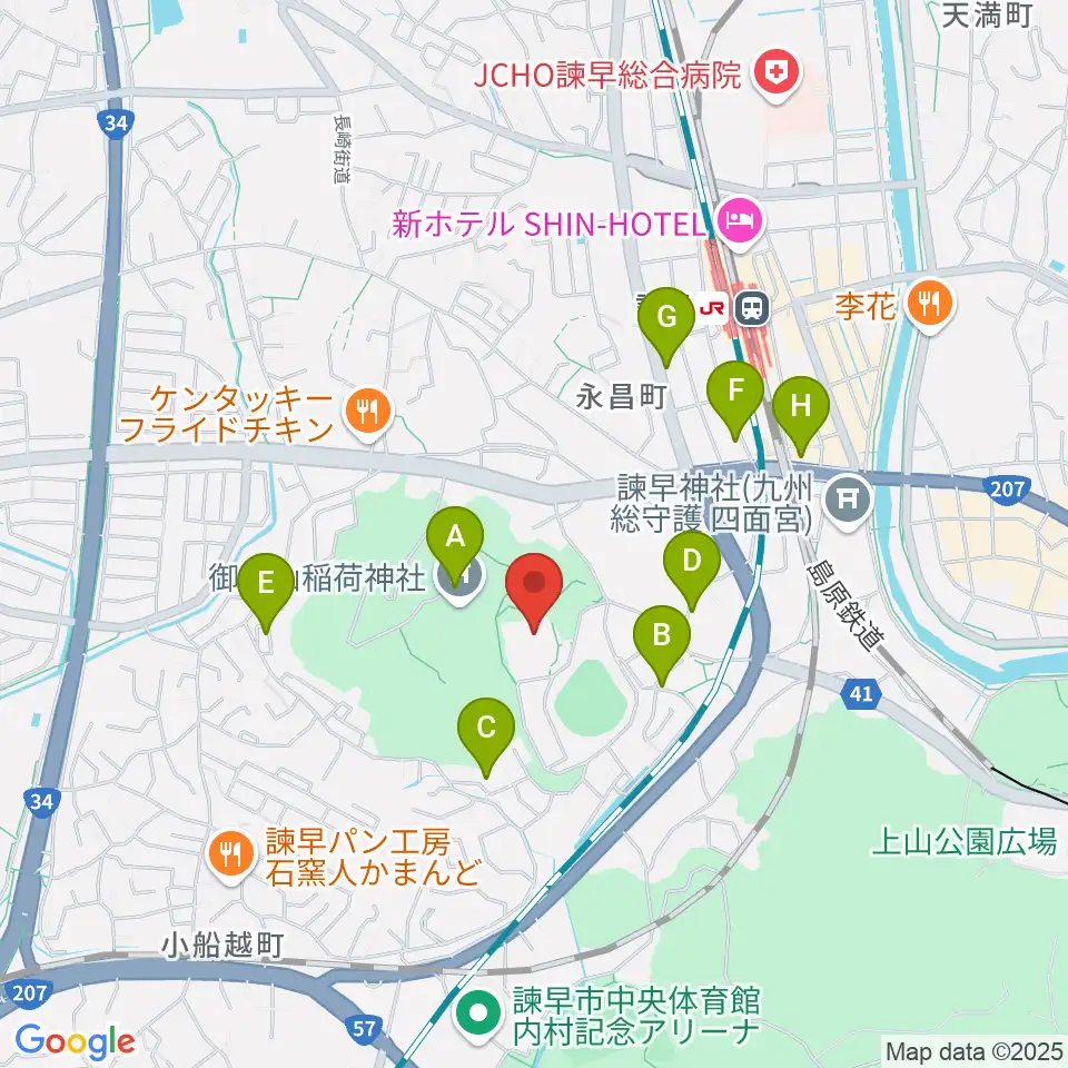 諫早文化会館周辺の駐車場・コインパーキング一覧地図
