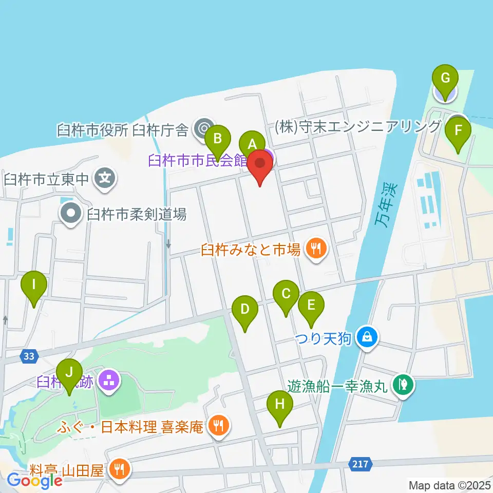 臼杵市民会館周辺の駐車場・コインパーキング一覧地図