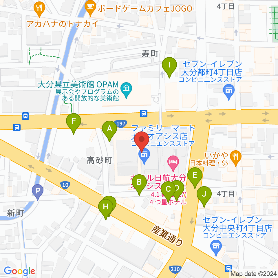 iichiko総合文化センター周辺の駐車場・コインパーキング一覧地図