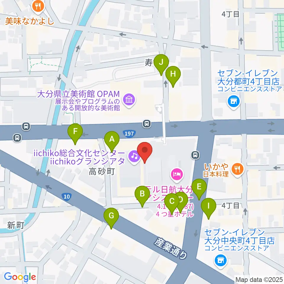 iichiko総合文化センター周辺の駐車場・コインパーキング一覧地図