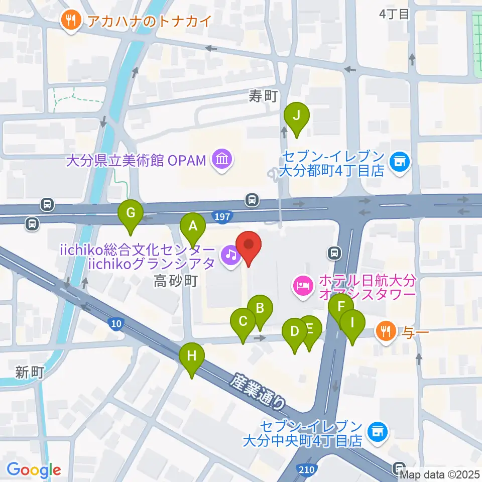 iichiko総合文化センター周辺の駐車場・コインパーキング一覧地図