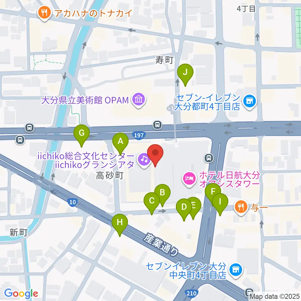 iichiko総合文化センター周辺の駐車場・コインパーキング一覧地図