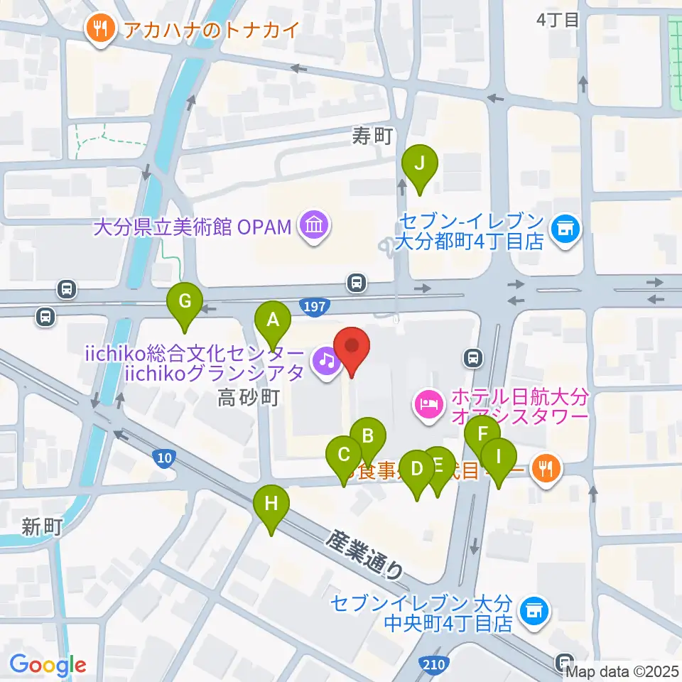iichiko総合文化センター周辺の駐車場・コインパーキング一覧地図