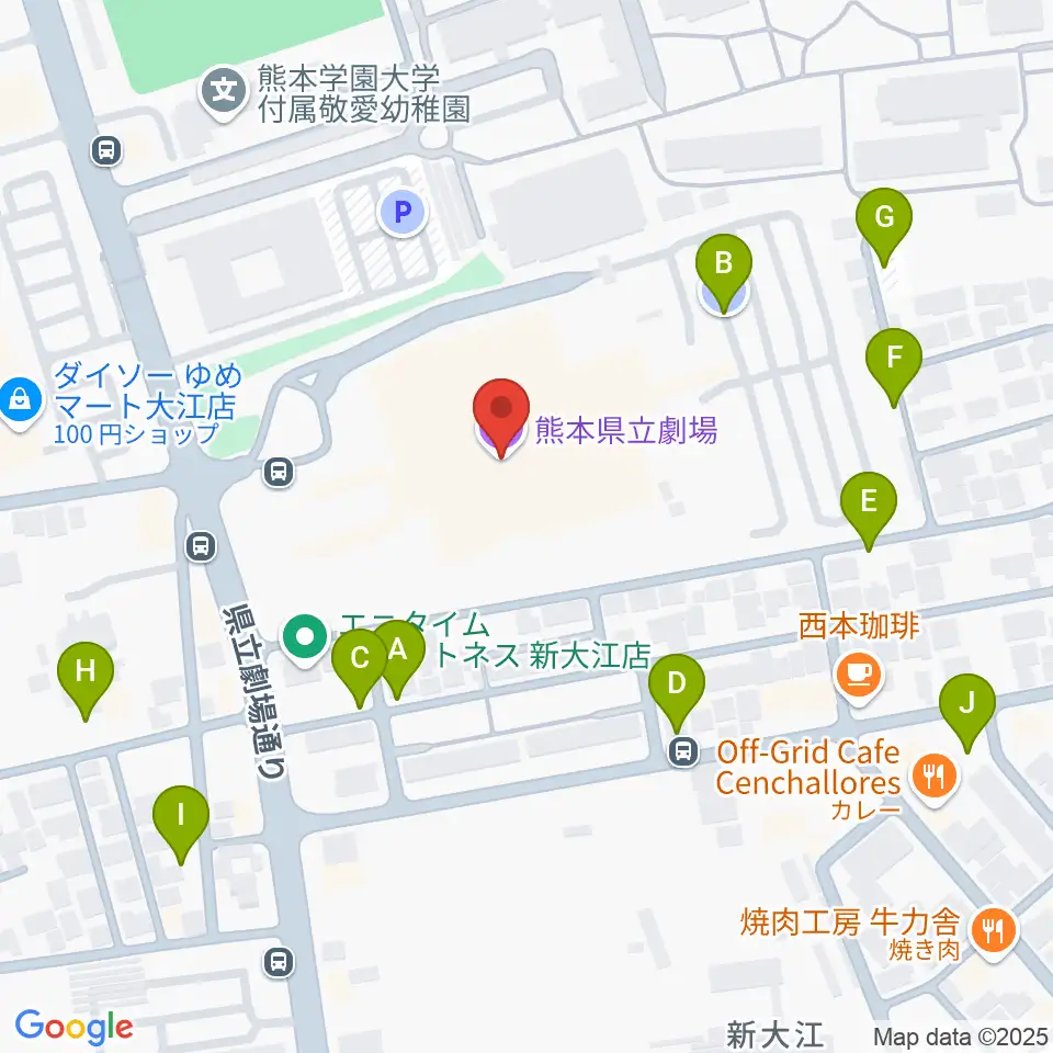 熊本県立劇場周辺の駐車場・コインパーキング一覧地図