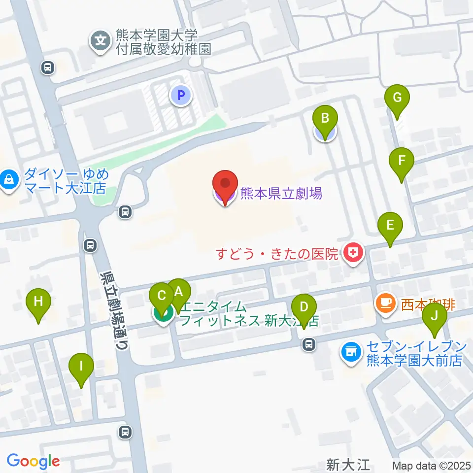 熊本県立劇場周辺の駐車場・コインパーキング一覧地図