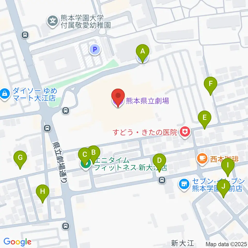 熊本県立劇場周辺の駐車場・コインパーキング一覧地図