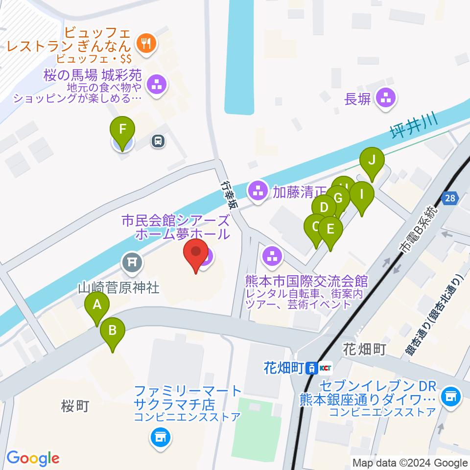 市民会館シアーズホーム夢ホール周辺の駐車場・コインパーキング一覧地図