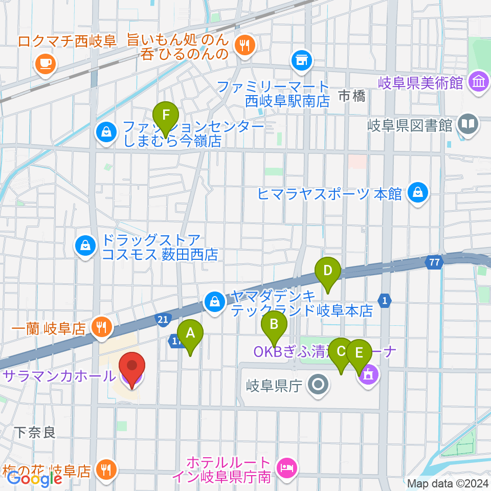 サラマンカホール周辺の駐車場・コインパーキング一覧地図