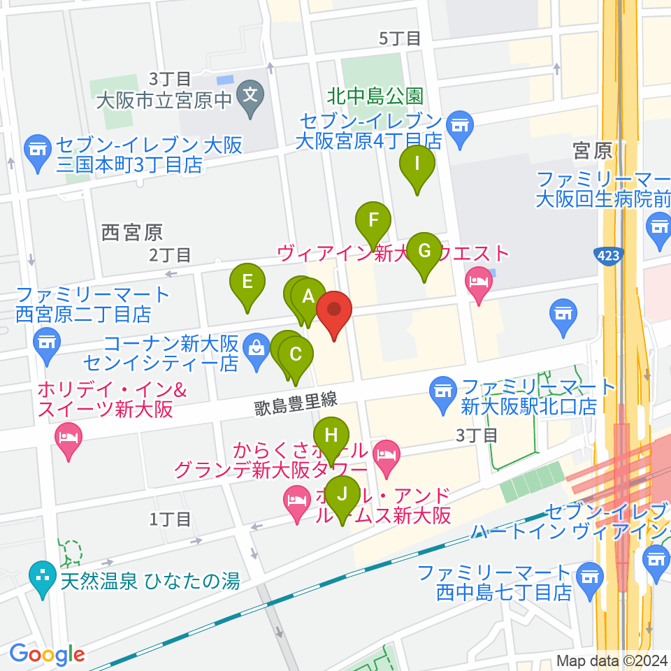 ムラマツ リサイタルホール 新大阪周辺の駐車場・コインパーキング一覧地図