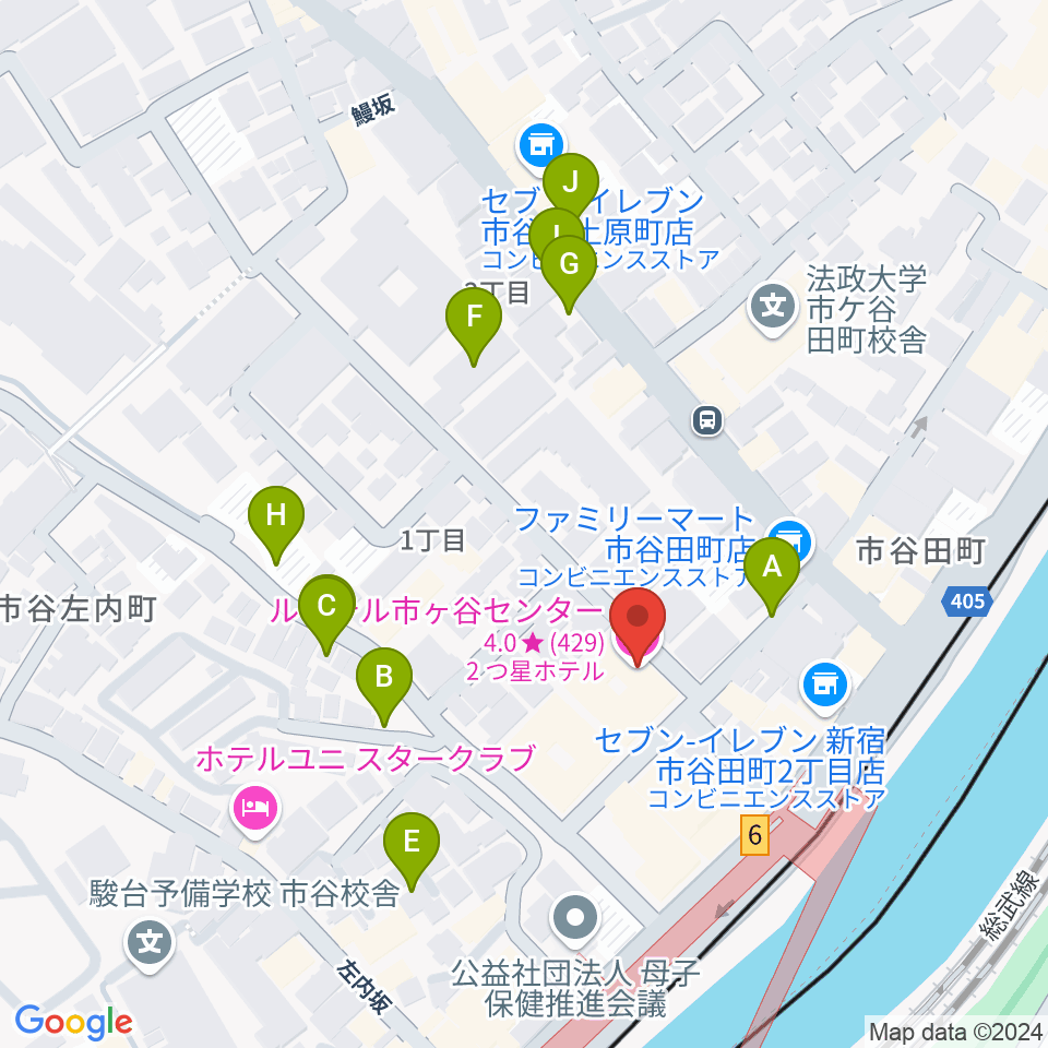 ルーテル市ヶ谷ホール周辺の駐車場・コインパーキング一覧地図