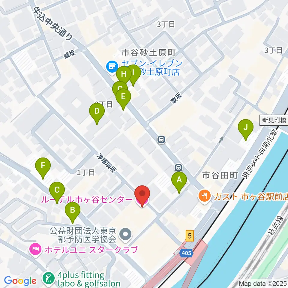 ルーテル市ヶ谷ホール周辺の駐車場・コインパーキング一覧地図