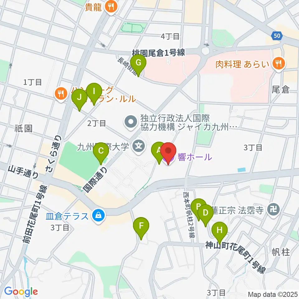 北九州市立響ホール周辺の駐車場・コインパーキング一覧地図