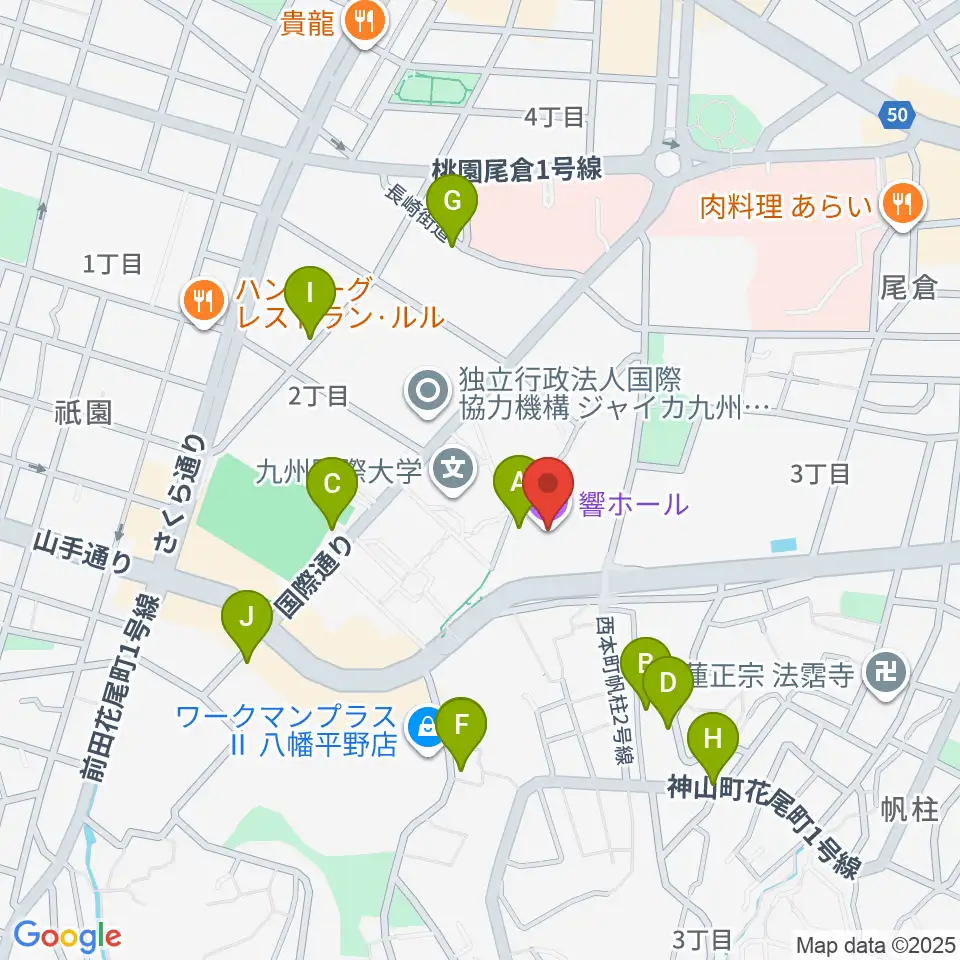 北九州市立響ホール周辺の駐車場・コインパーキング一覧地図