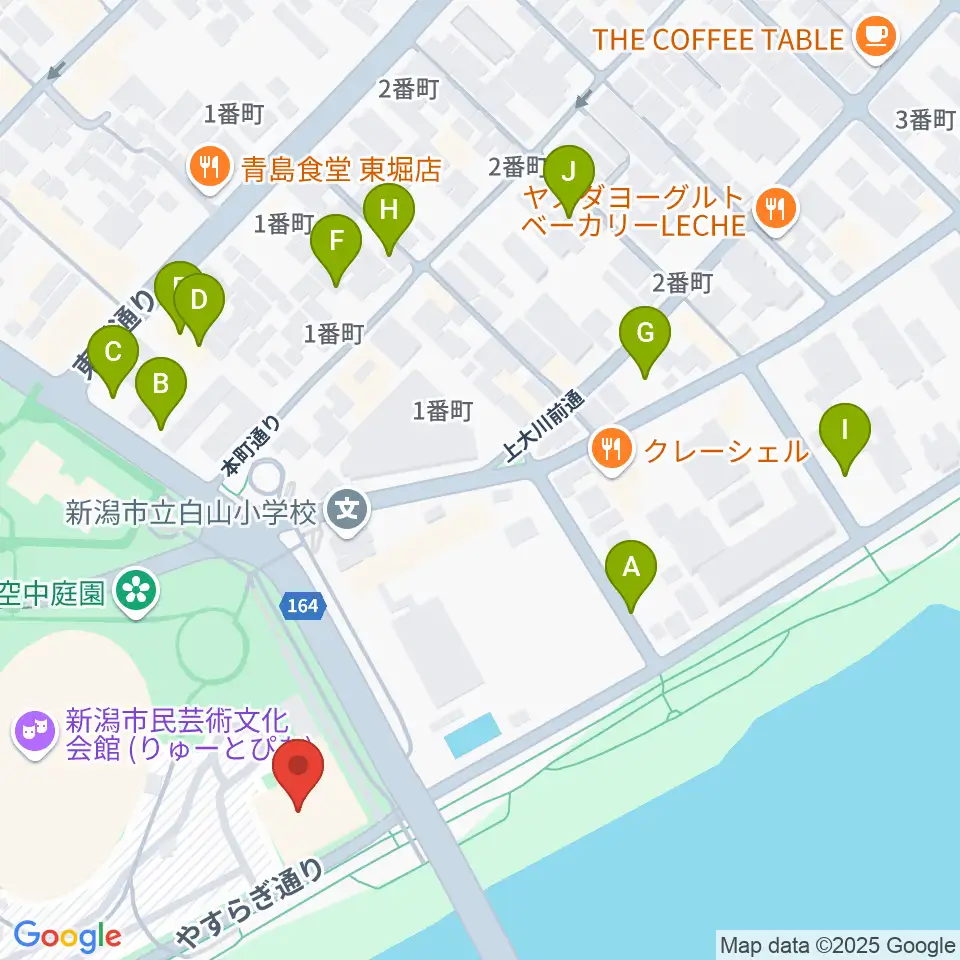 新潟市音楽文化会館周辺の駐車場・コインパーキング一覧地図