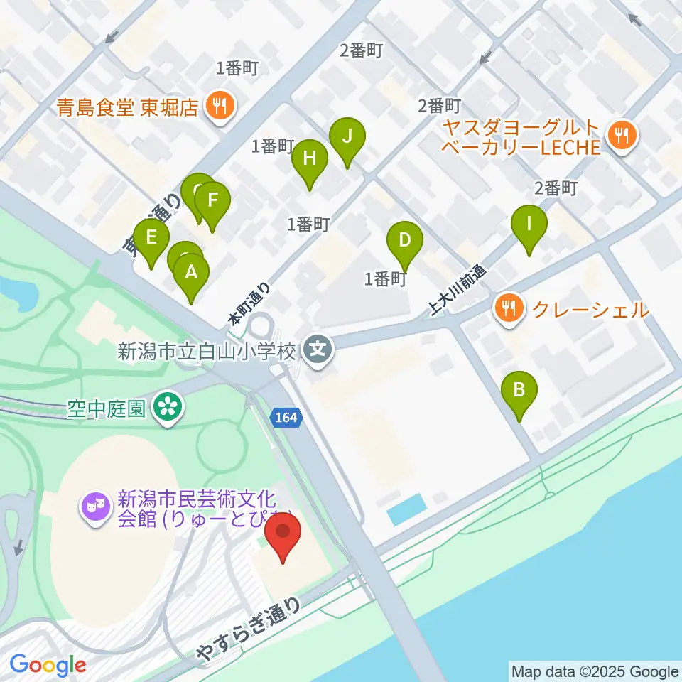 新潟市音楽文化会館周辺の駐車場・コインパーキング一覧地図