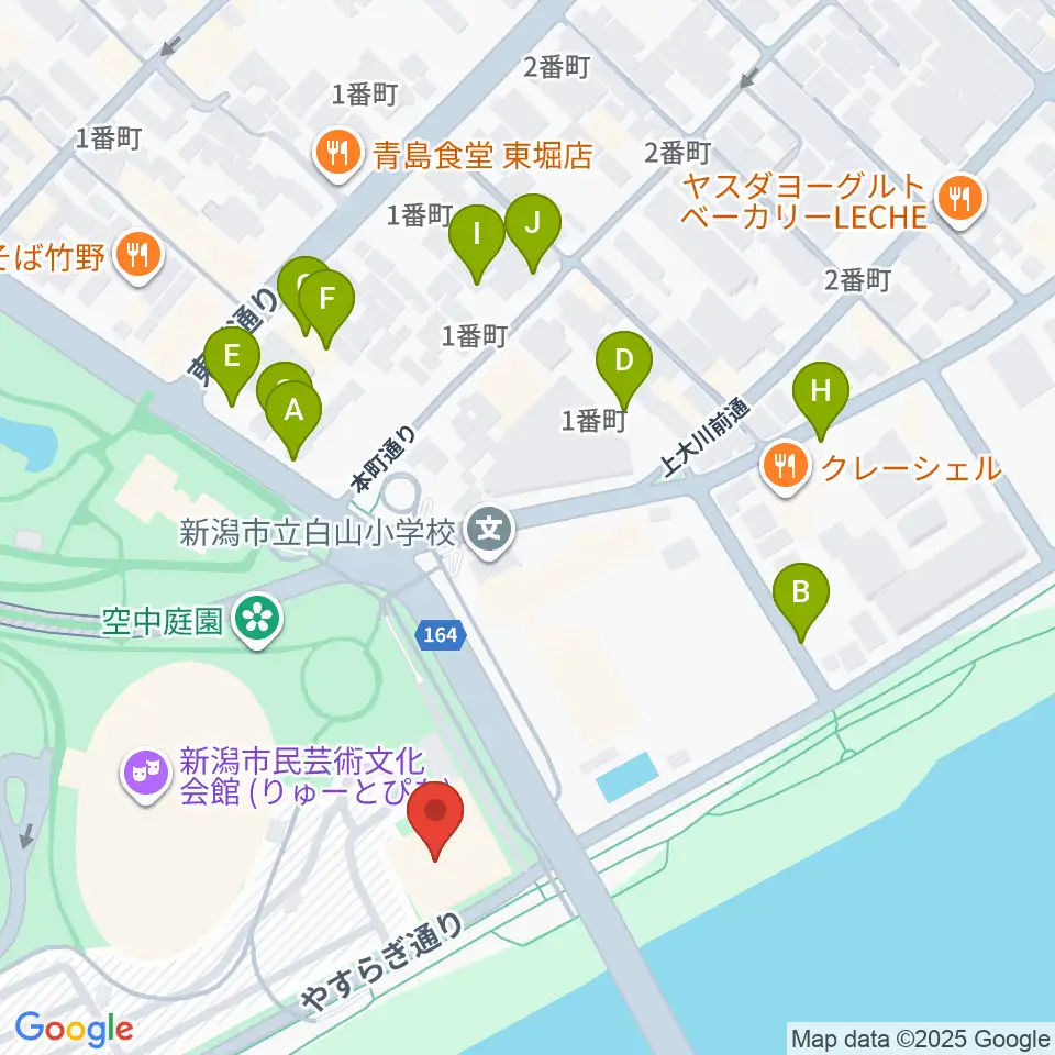 新潟市音楽文化会館周辺の駐車場・コインパーキング一覧地図