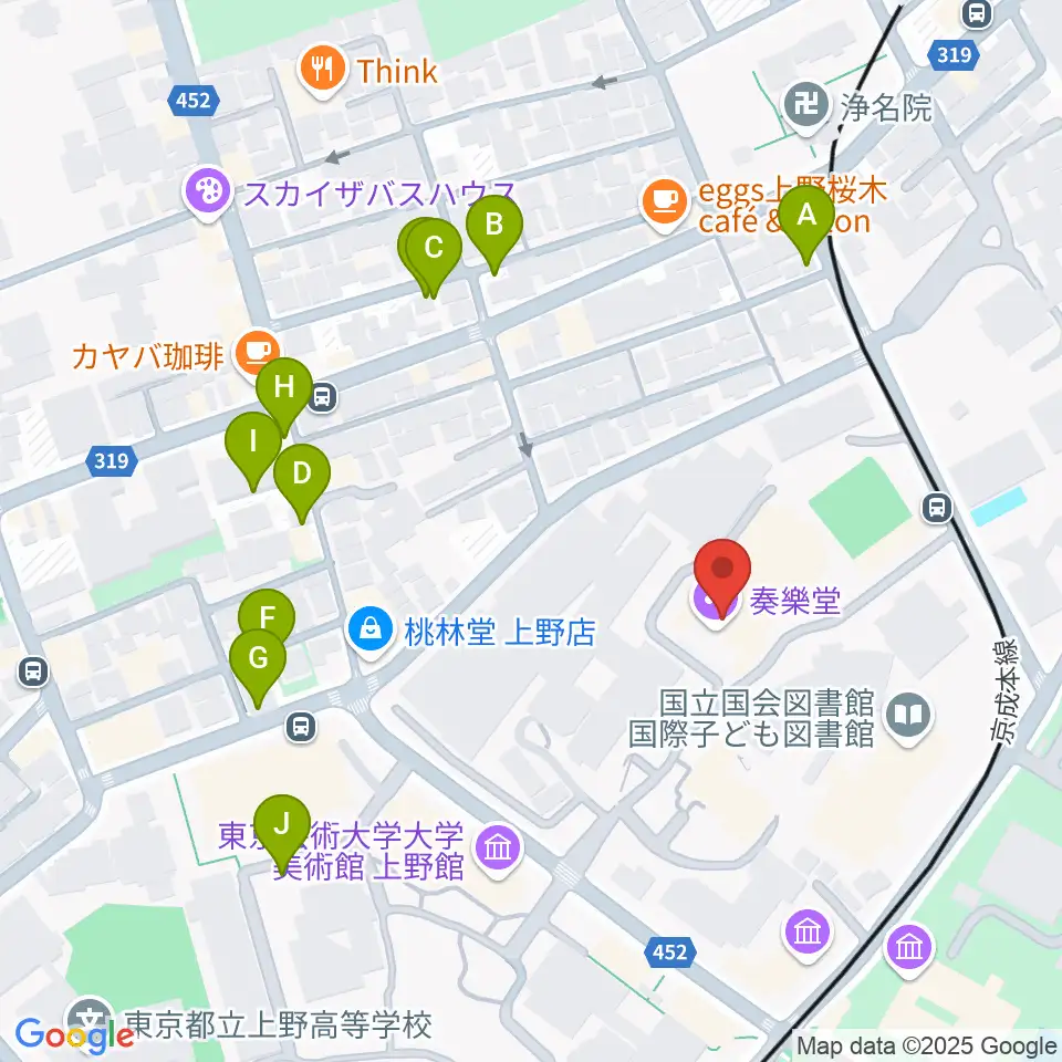 東京藝術大学奏楽堂周辺の駐車場・コインパーキング一覧地図