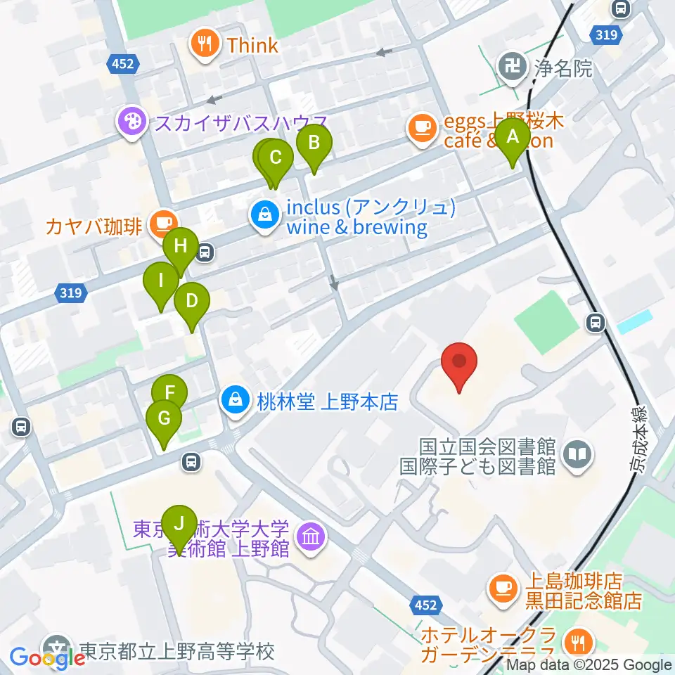 東京藝術大学奏楽堂周辺の駐車場・コインパーキング一覧地図