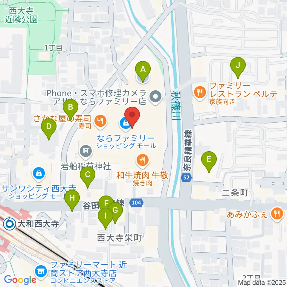 秋篠音楽堂周辺の駐車場・コインパーキング一覧地図
