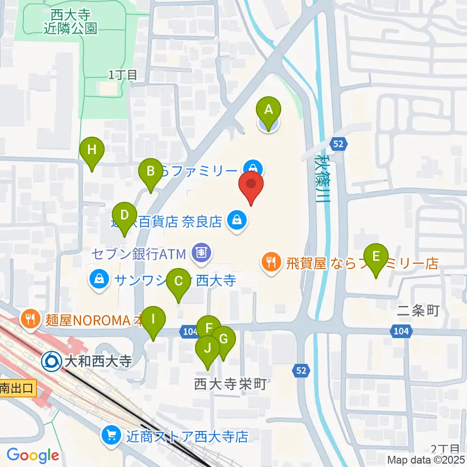 秋篠音楽堂周辺の駐車場・コインパーキング一覧地図