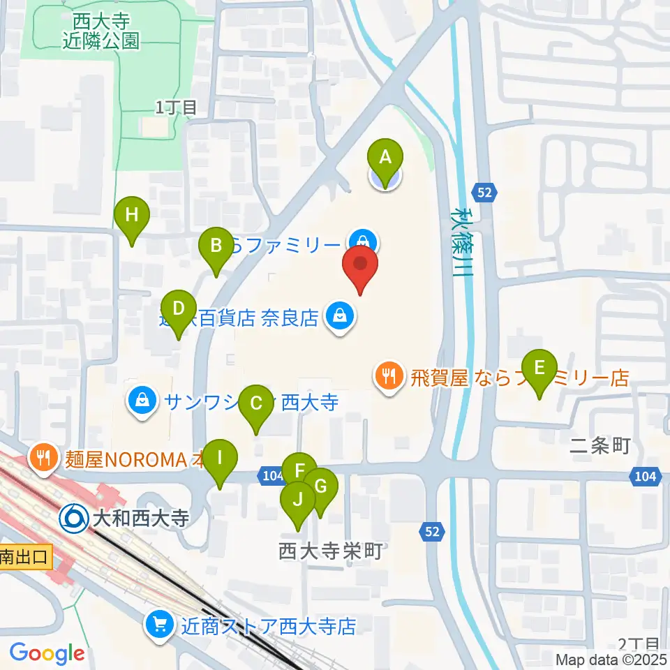 秋篠音楽堂周辺の駐車場・コインパーキング一覧地図