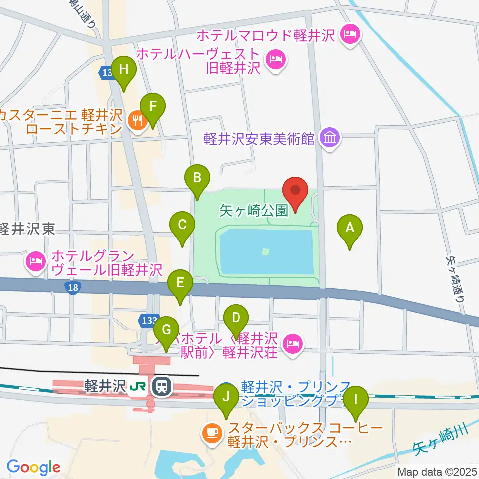 軽井沢大賀ホール周辺の駐車場・コインパーキング一覧地図