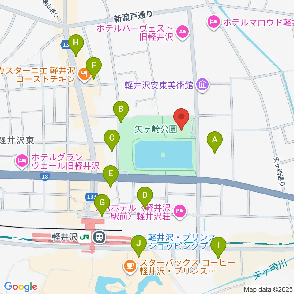 軽井沢大賀ホール周辺の駐車場・コインパーキング一覧地図