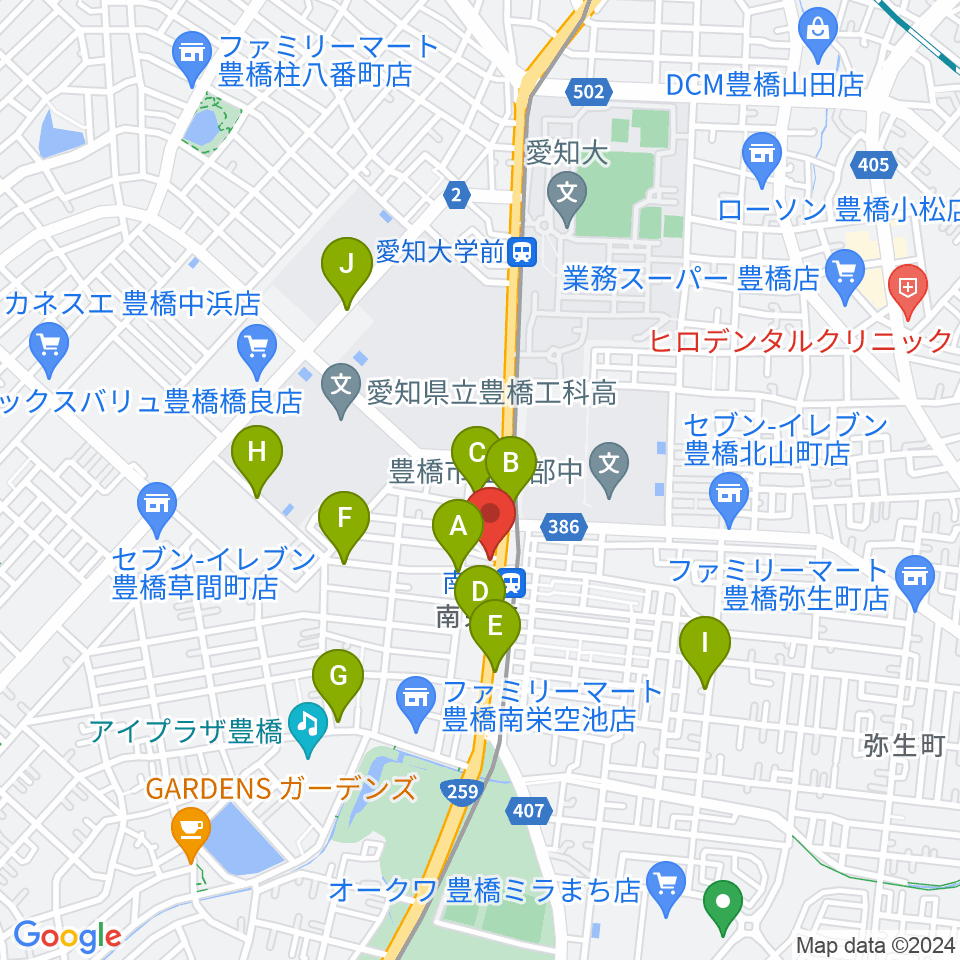 豊橋オレンジピット周辺の駐車場・コインパーキング一覧地図