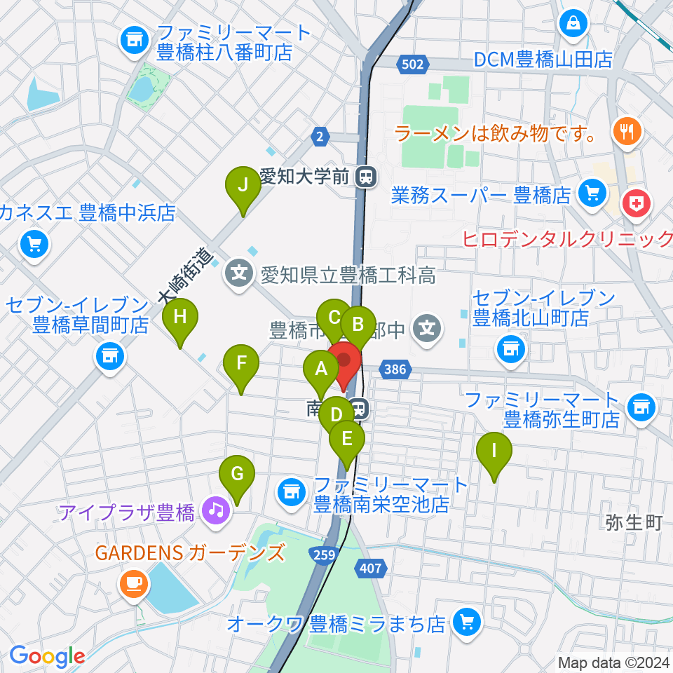 豊橋オレンジピット周辺の駐車場・コインパーキング一覧地図