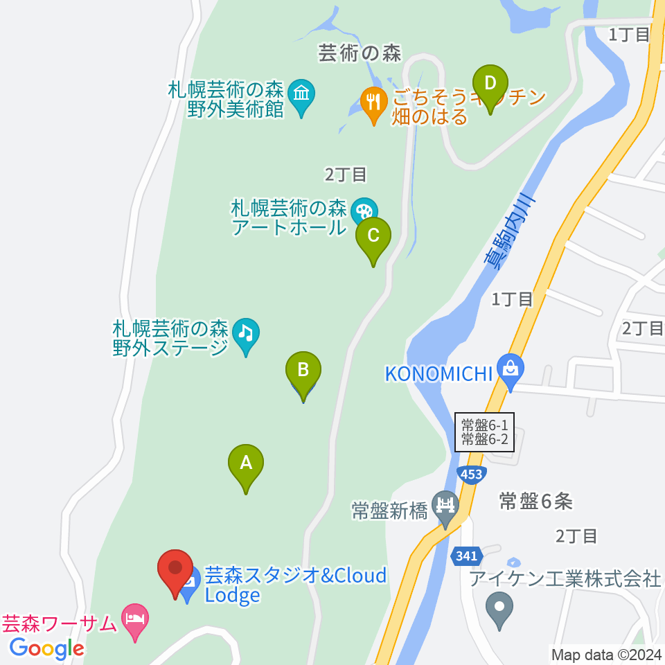 芸森スタジオ周辺の駐車場・コインパーキング一覧地図