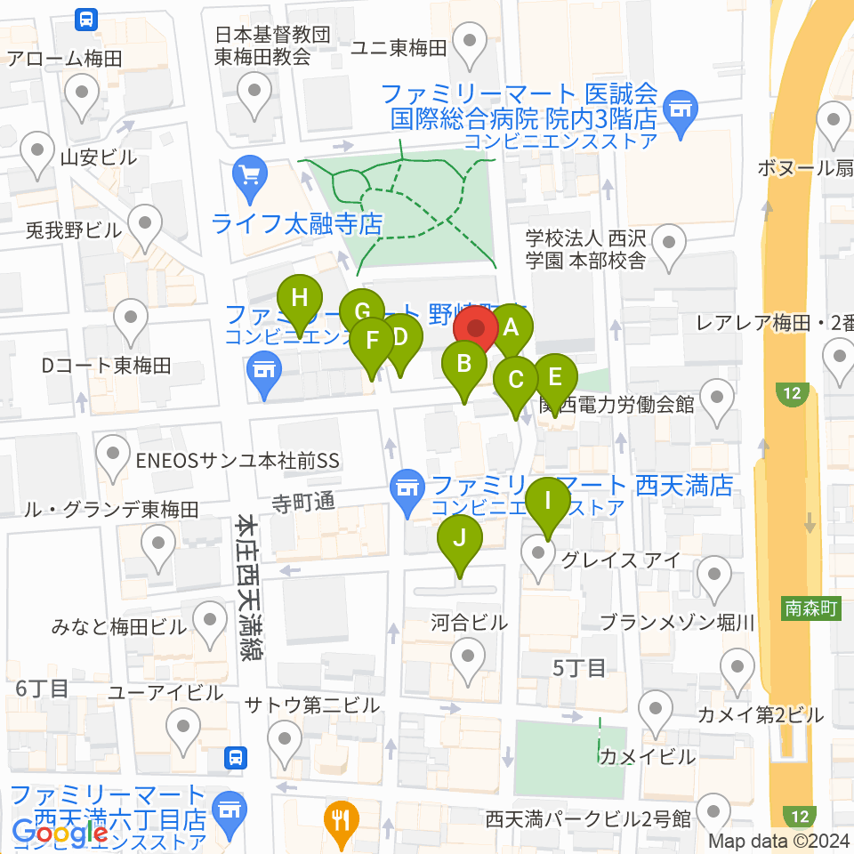 ボイトレ大阪 F-COMMUNITY周辺の駐車場・コインパーキング一覧地図