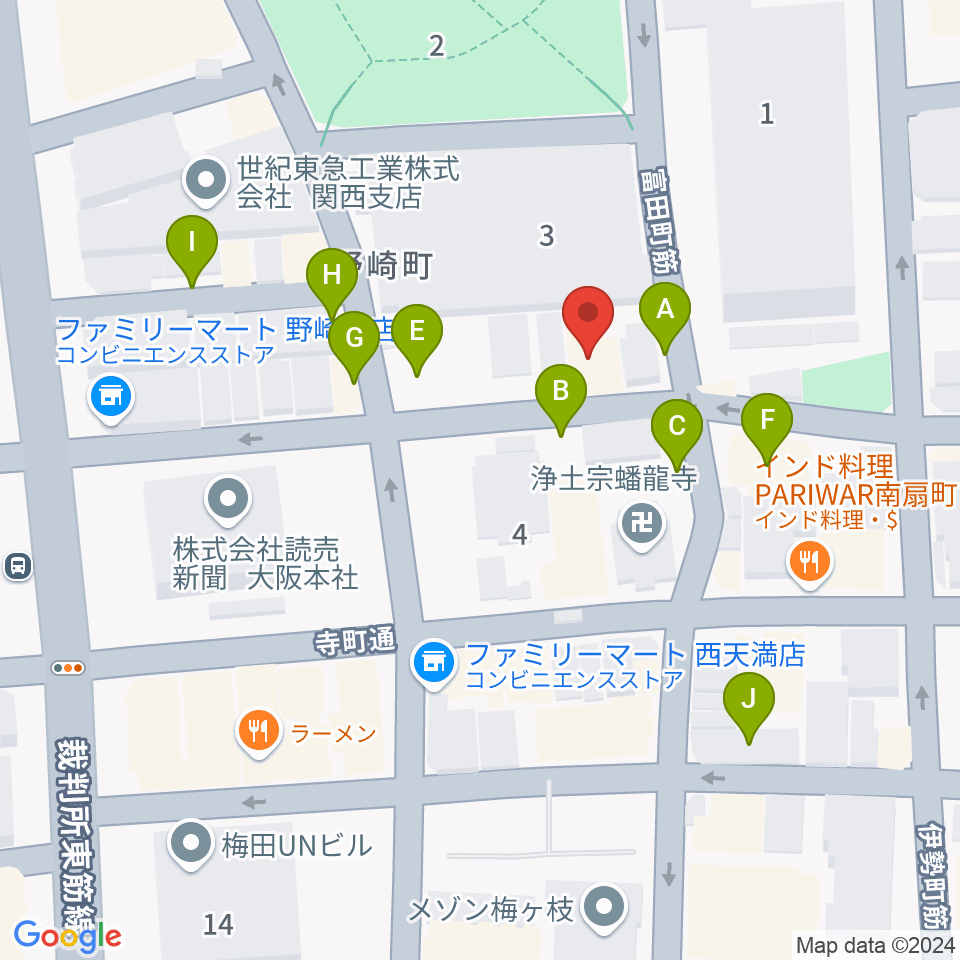 ボイトレ大阪 F-COMMUNITY周辺の駐車場・コインパーキング一覧地図