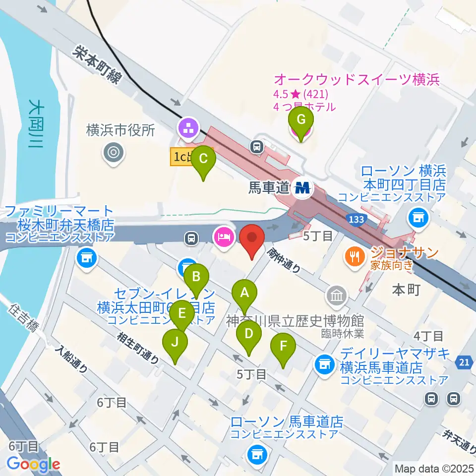 馬車道King's Bar周辺の駐車場・コインパーキング一覧地図