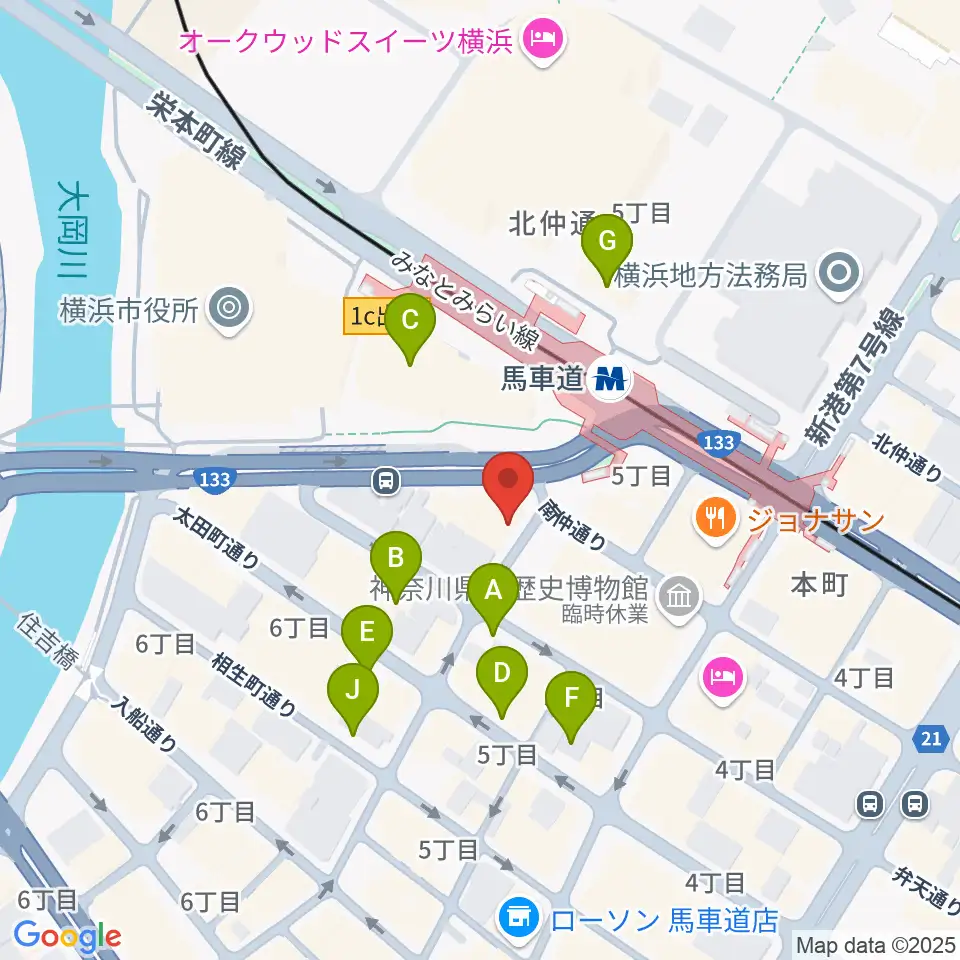 馬車道King's Bar周辺の駐車場・コインパーキング一覧地図
