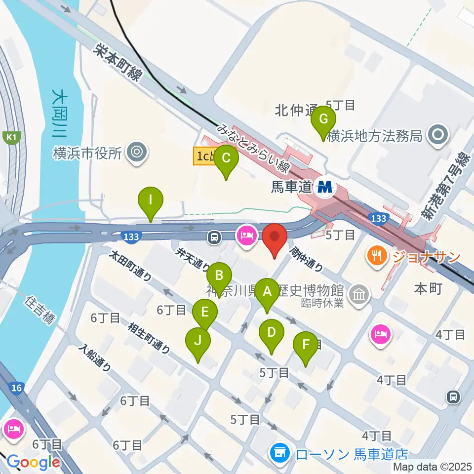 馬車道King's Bar周辺の駐車場・コインパーキング一覧地図