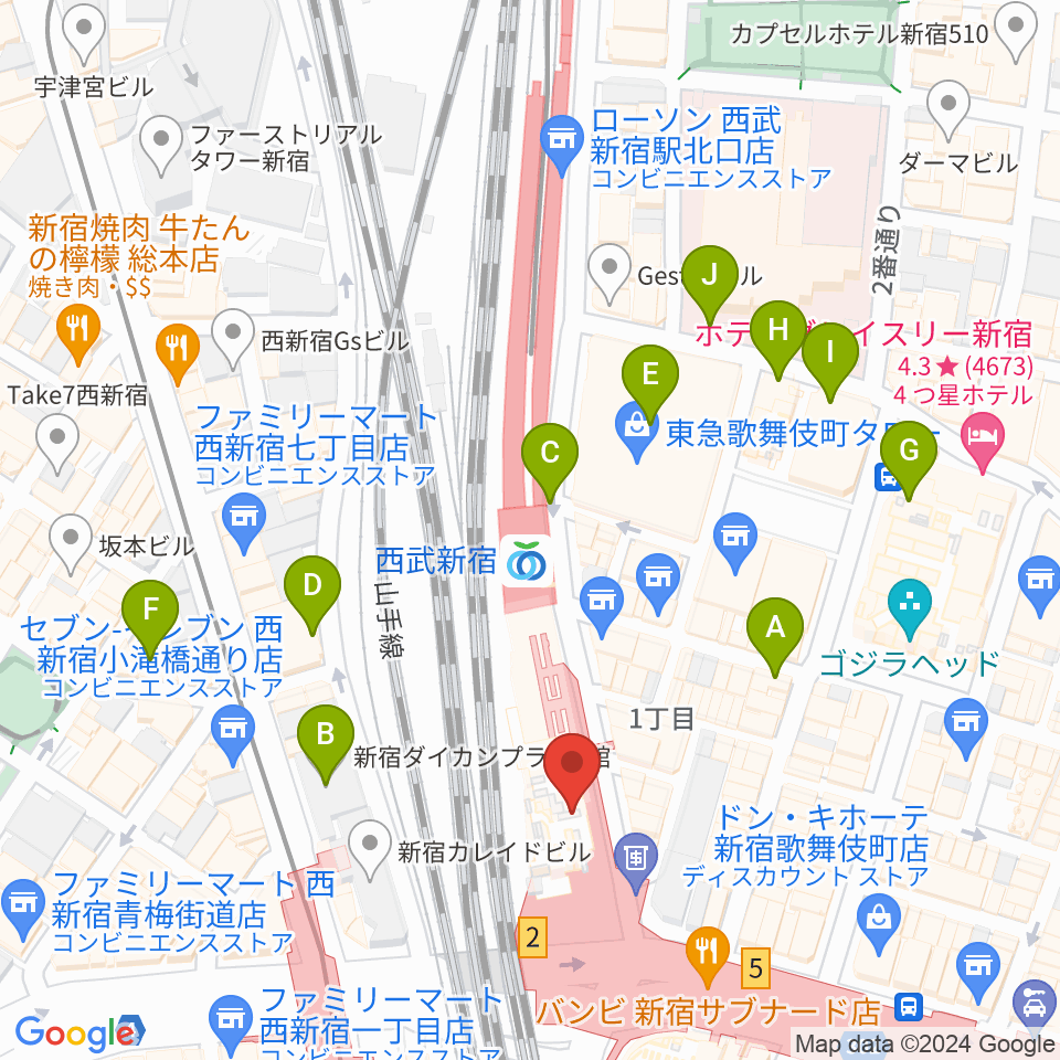 島村楽器 新宿PePe店周辺の駐車場・コインパーキング一覧地図