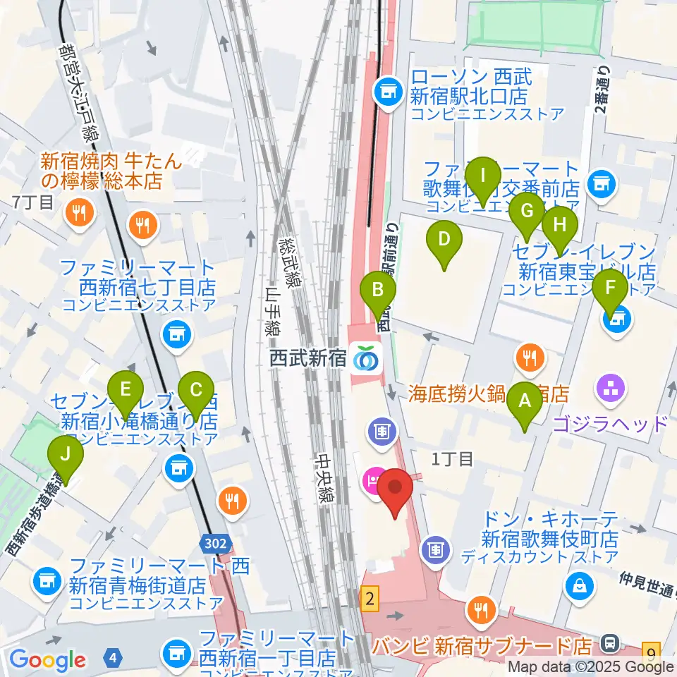 島村楽器 新宿PePe店周辺の駐車場・コインパーキング一覧地図