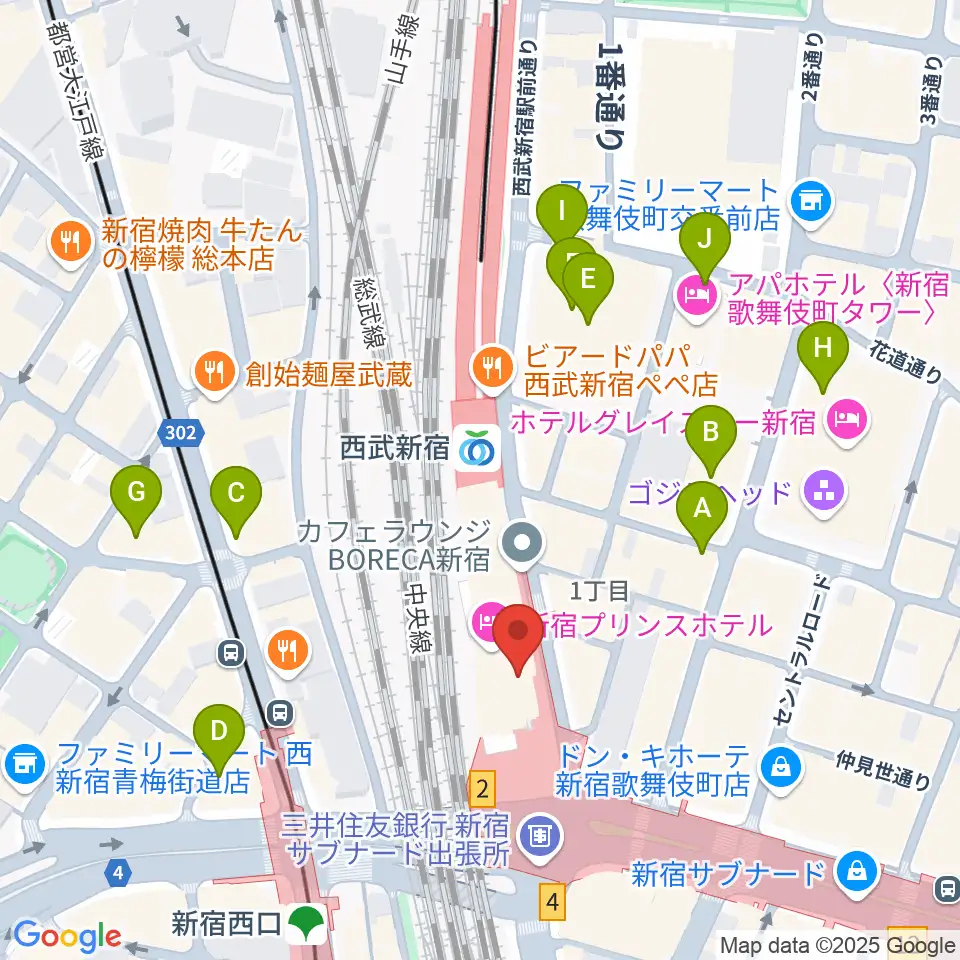島村楽器 新宿PePe店周辺の駐車場・コインパーキング一覧地図