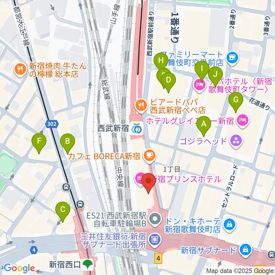 島村楽器 新宿PePe店周辺の駐車場・コインパーキング一覧地図