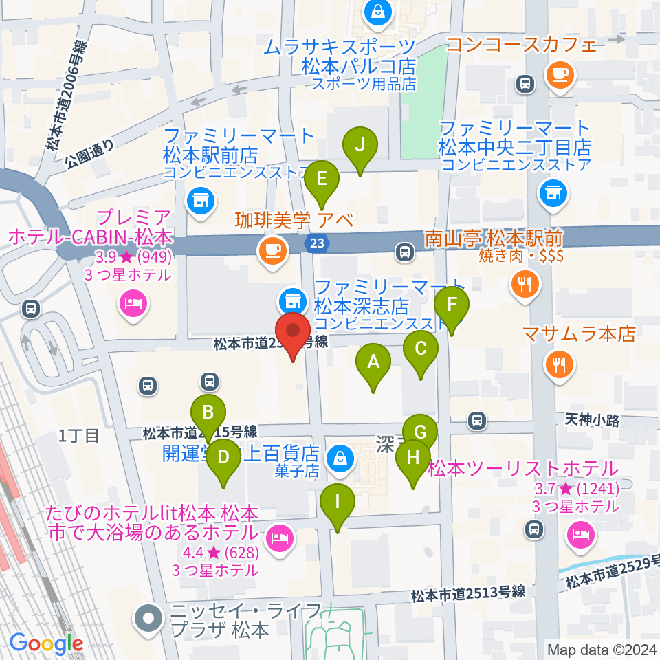 松本MOLE HALL周辺の駐車場・コインパーキング一覧地図