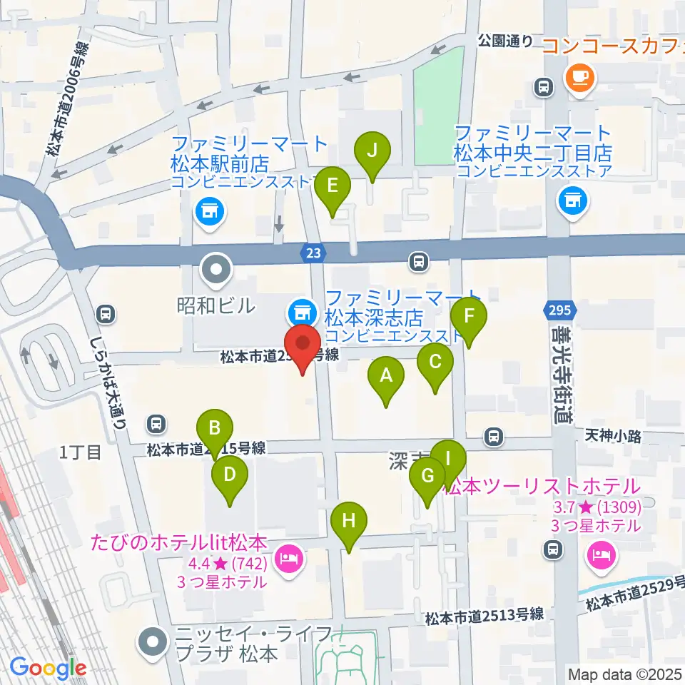 松本MOLE HALL周辺の駐車場・コインパーキング一覧地図